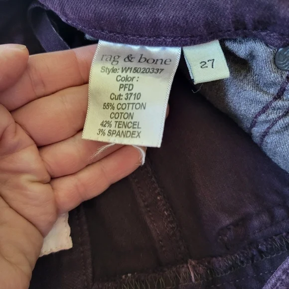 Rag & Bone eggplant purple denim pant 27 - Picture 5 of 8